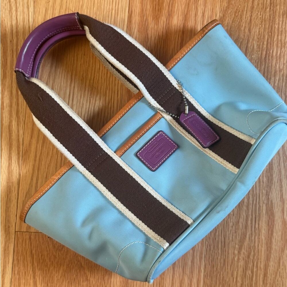 Coach Vintage Mini Hampton Bag Tote Y2K Colorblock - Picture 10 of 12